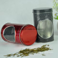 Custom Round Tea Packaging Tin Box com janela de PVC